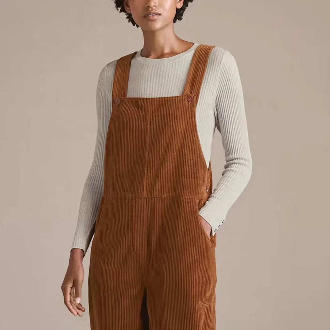 Corduroy-overall | Brun | Ärmlös | Corduroy-jumpsuit | Damoverall