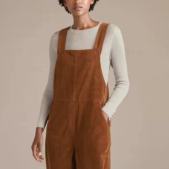Corduroy-overall | Brun | Ärmlös | Corduroy-jumpsuit | Damoverall
