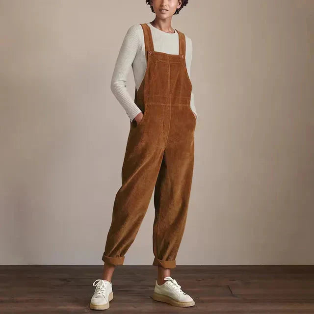 Corduroy-overall | Brun | Ärmlös | Corduroy-jumpsuit | Damoverall