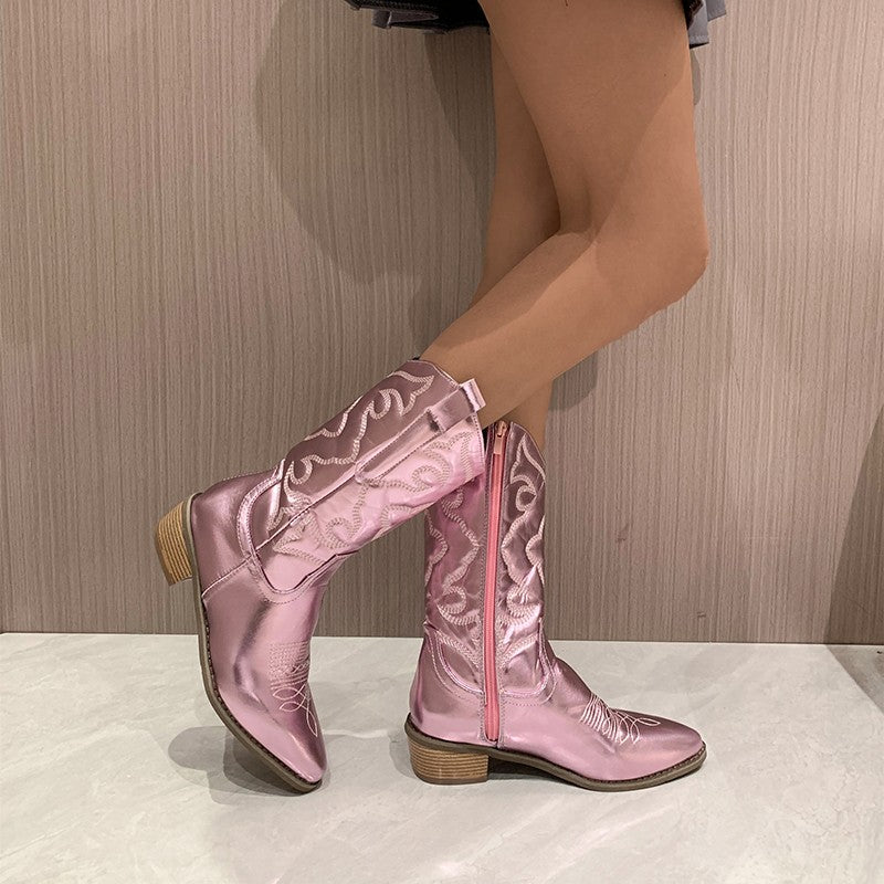 Cowboystövlar - Metallic - Mid Heel - Western Boots - Cowgirl Boots