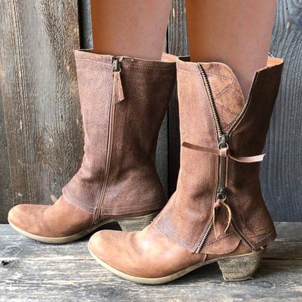 Cowgirlstövlar - Cowboystövlar med midkalvslås och midhög klack för kvinnor