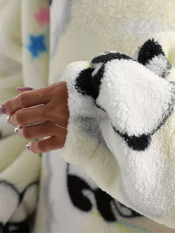 CuddleWrap Filt med huvtröja | Oversized Lång Tryckt Loungewear