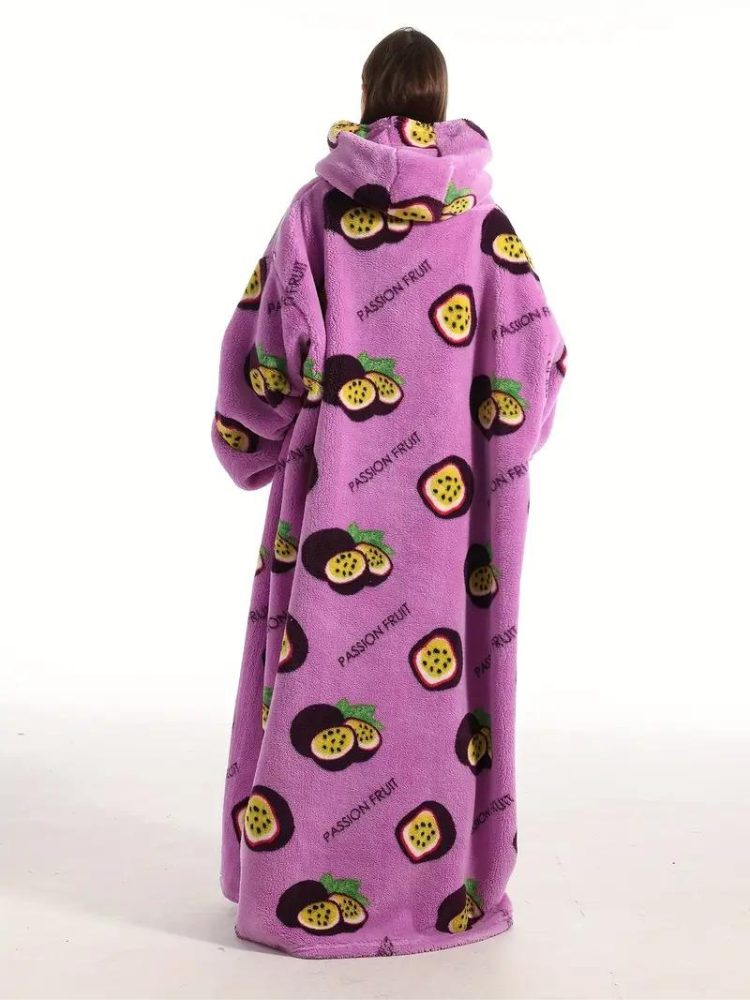 CuddleWrap Filt med huvtröja | Oversized Lång Tryckt Loungewear
