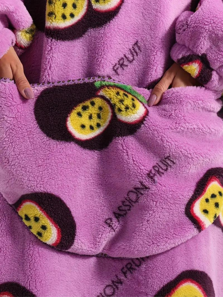 CuddleWrap Filt med huvtröja | Oversized Lång Tryckt Loungewear