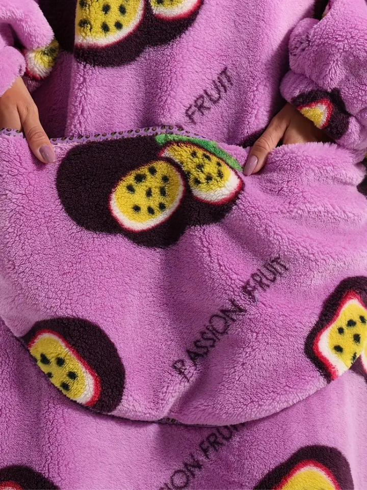 CuddleWrap Filt med huvtröja | Oversized Lång Tryckt Loungewear