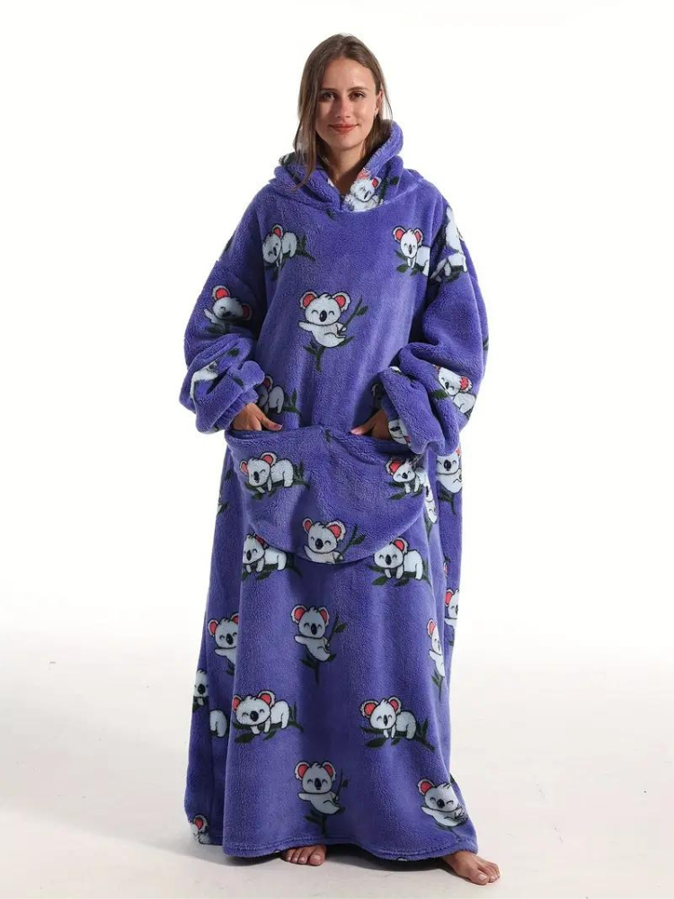 CuddleWrap Filt med huvtröja | Oversized Lång Tryckt Loungewear