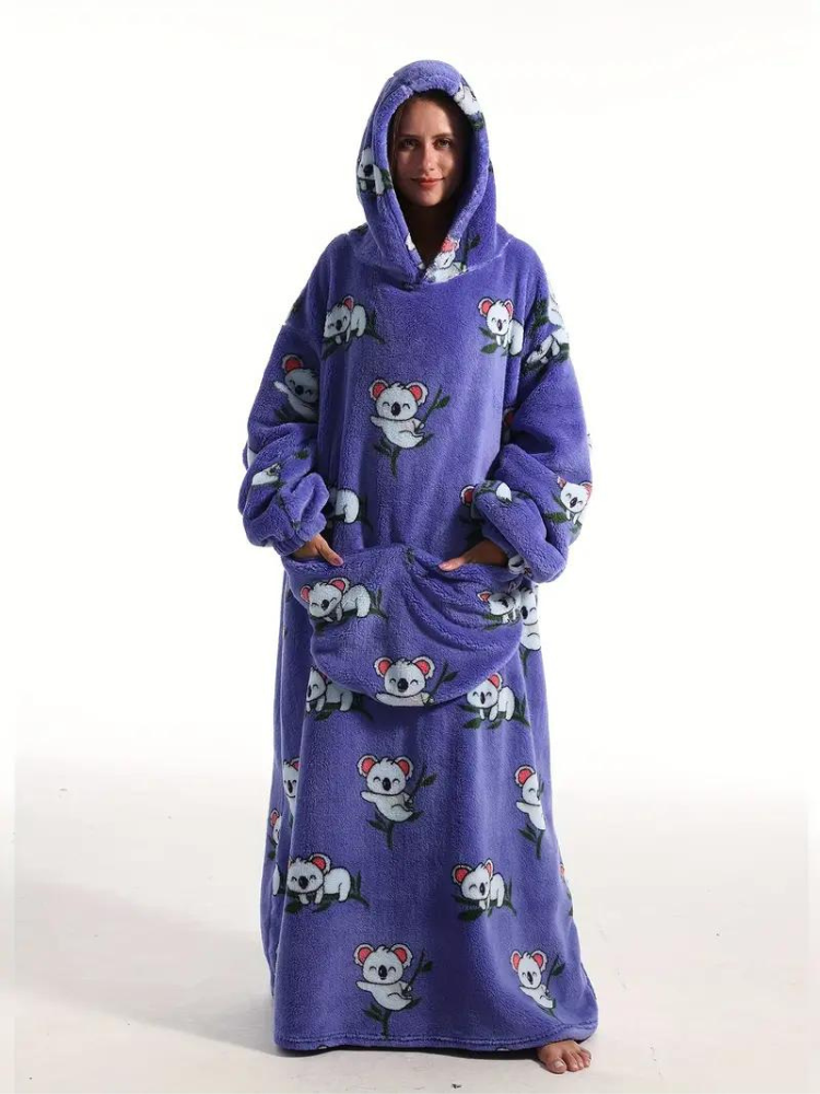 CuddleWrap Filt med huvtröja | Oversized Lång Tryckt Loungewear