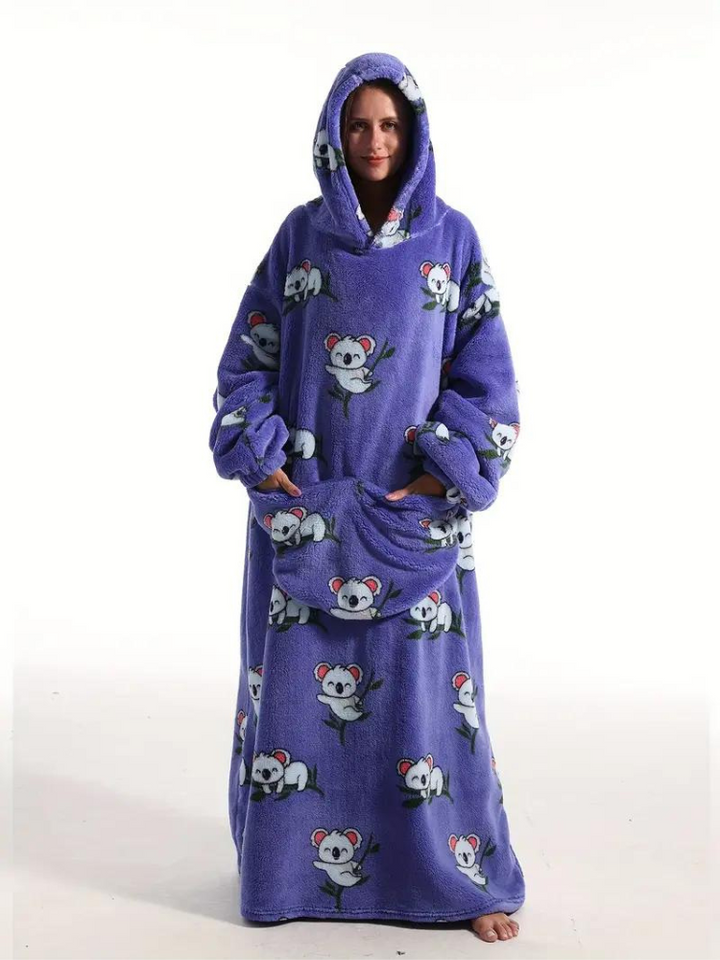 CuddleWrap Filt med huvtröja | Oversized Lång Tryckt Loungewear