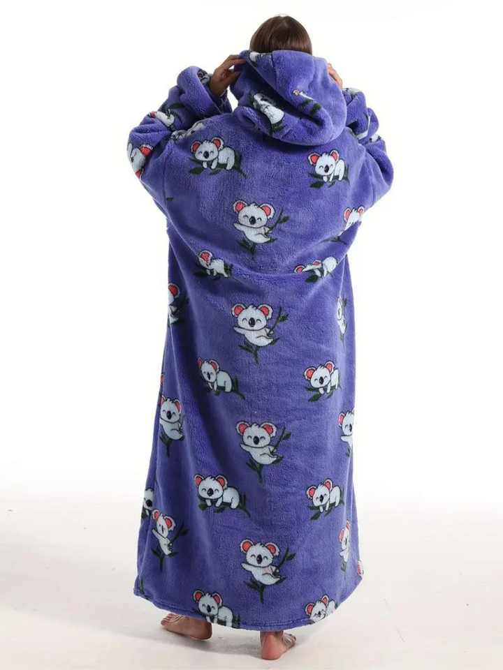 CuddleWrap Filt med huvtröja | Oversized Lång Tryckt Loungewear