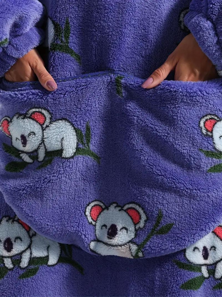 CuddleWrap Filt med huvtröja | Oversized Lång Tryckt Loungewear