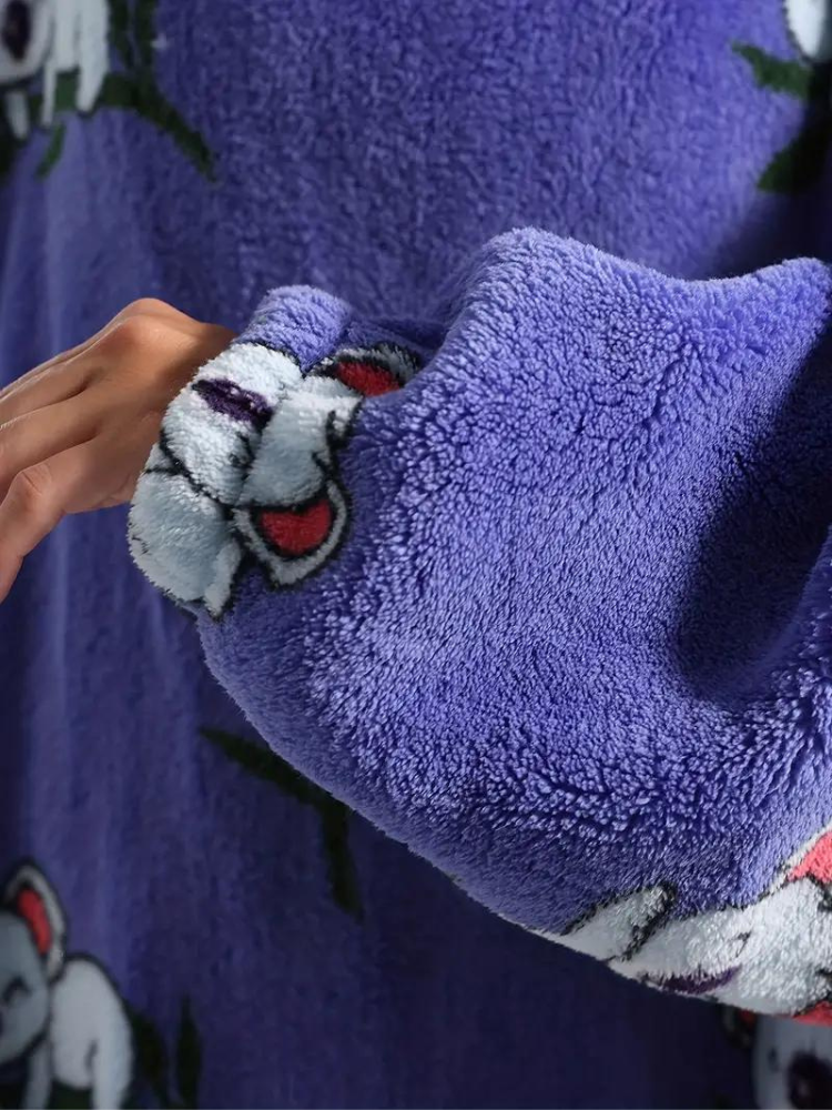 CuddleWrap Filt med huvtröja | Oversized Lång Tryckt Loungewear