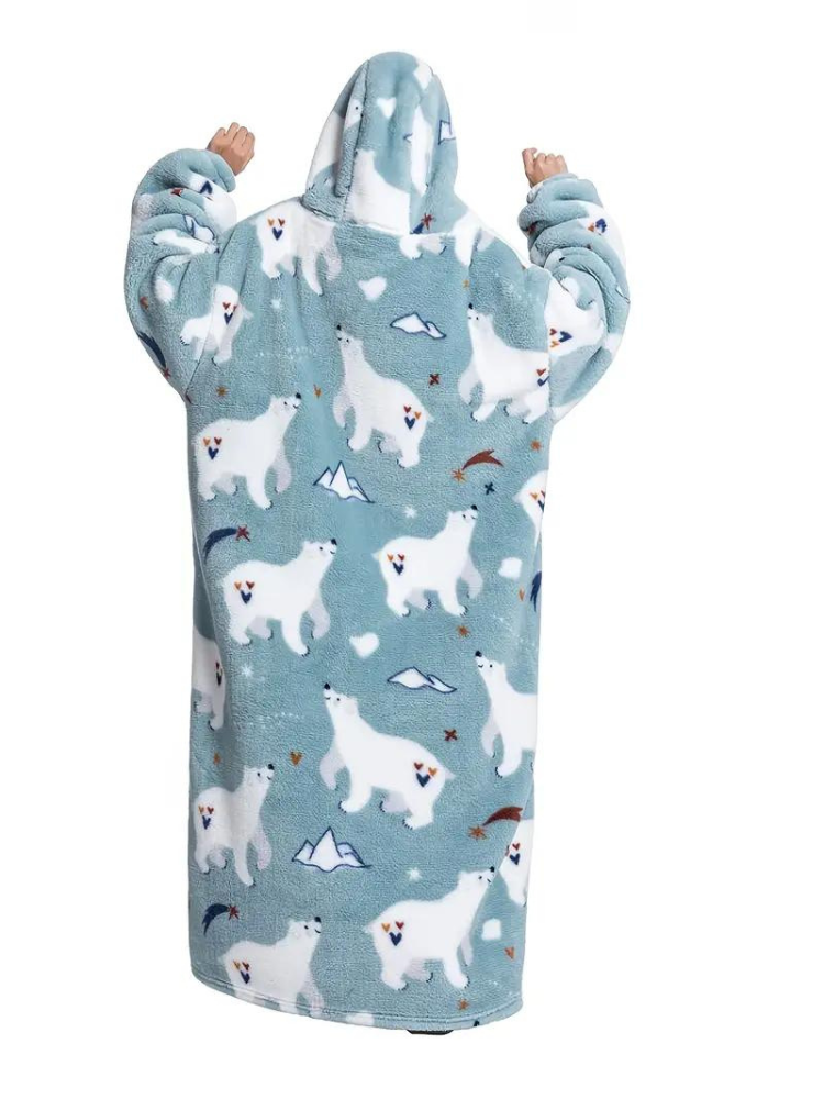 CuddleWrap Filt med huvtröja | Oversized Lång Tryckt Loungewear