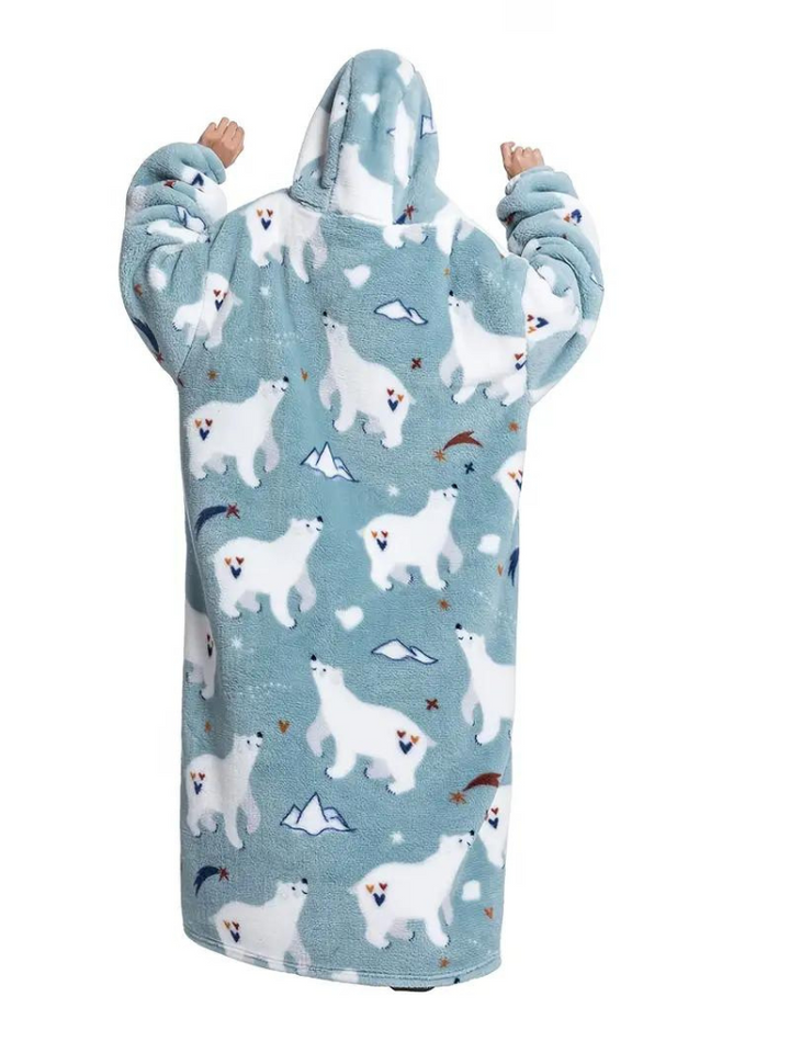 CuddleWrap Filt med huvtröja | Oversized Lång Tryckt Loungewear