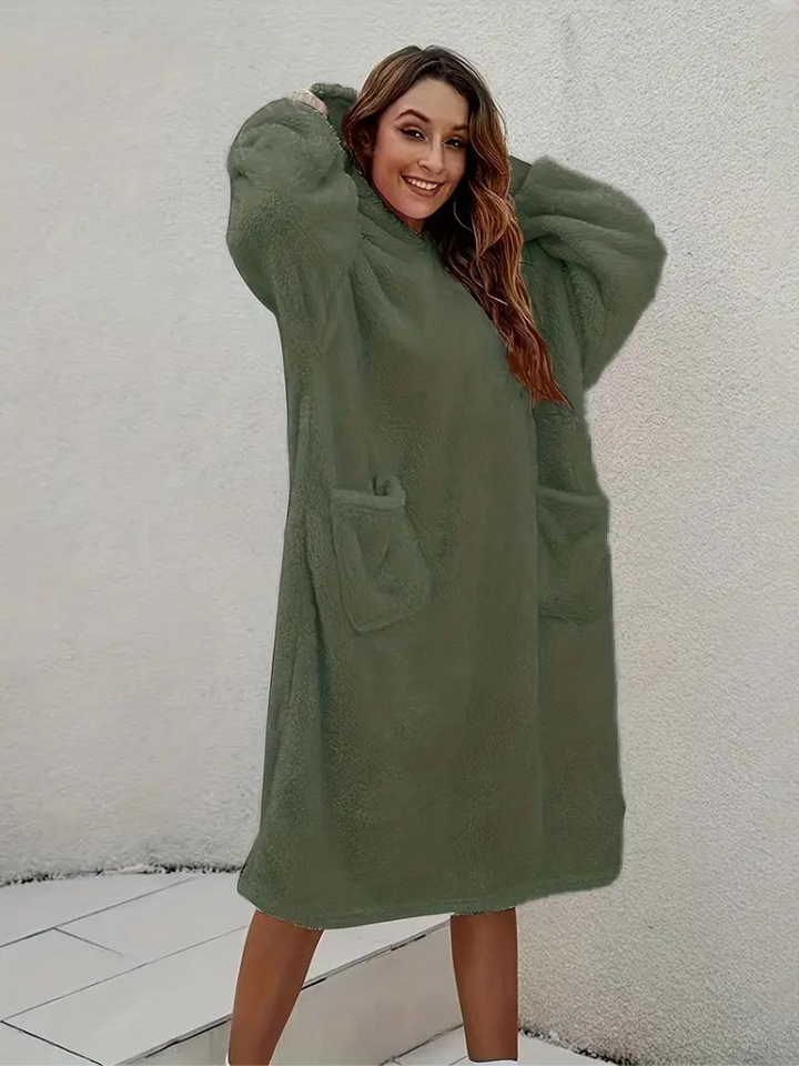 Daisy Teddyklänning med huva | Mysiga överdimensionerade loungewear