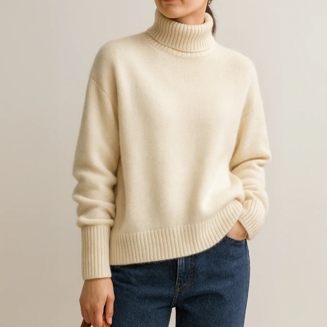 Dam Cashmere Turtleneck-tröja i Stickad Design med Värmande Material | Mirla