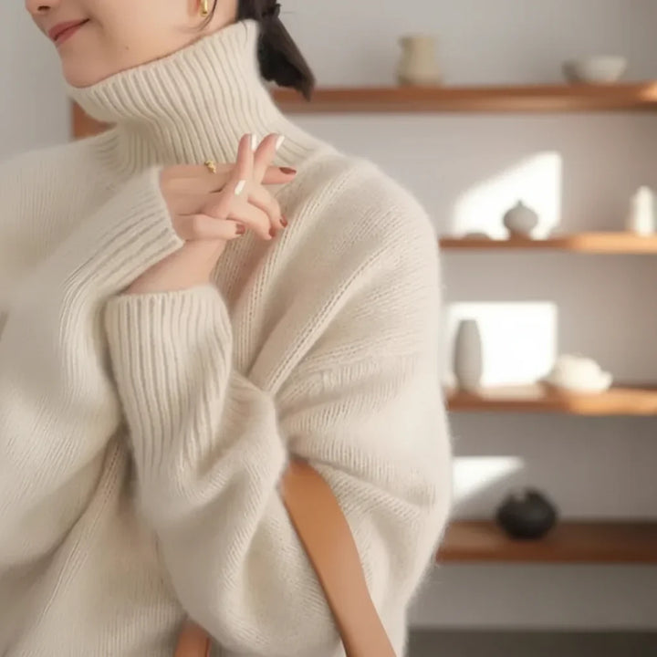 Dam Cashmere Turtleneck-tröja i Stickad Design med Värmande Material | Mirla