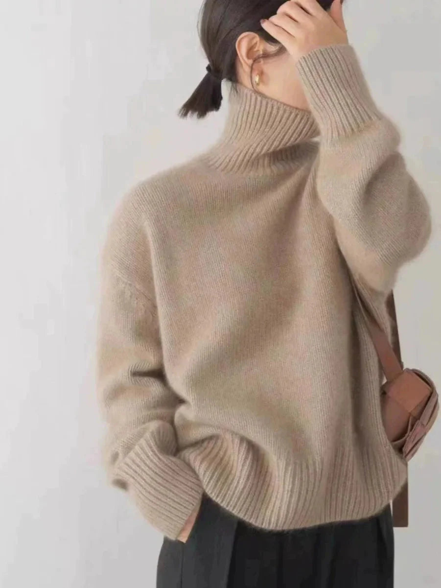 Dam Cashmere Turtleneck-tröja i Stickad Design med Värmande Material | Mirla