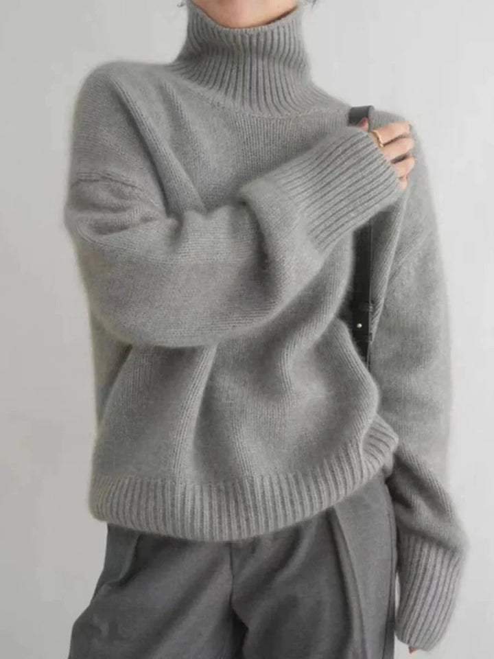Dam Cashmere Turtleneck-tröja i Stickad Design med Värmande Material | Mirla