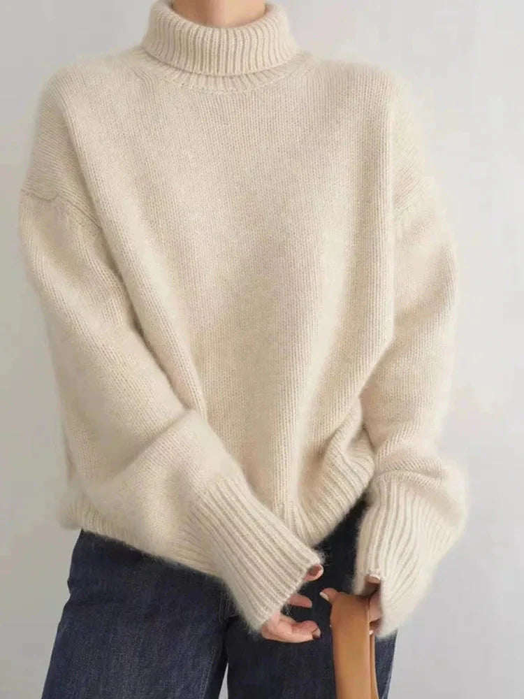 Dam Cashmere Turtleneck-tröja i Stickad Design med Värmande Material | Mirla