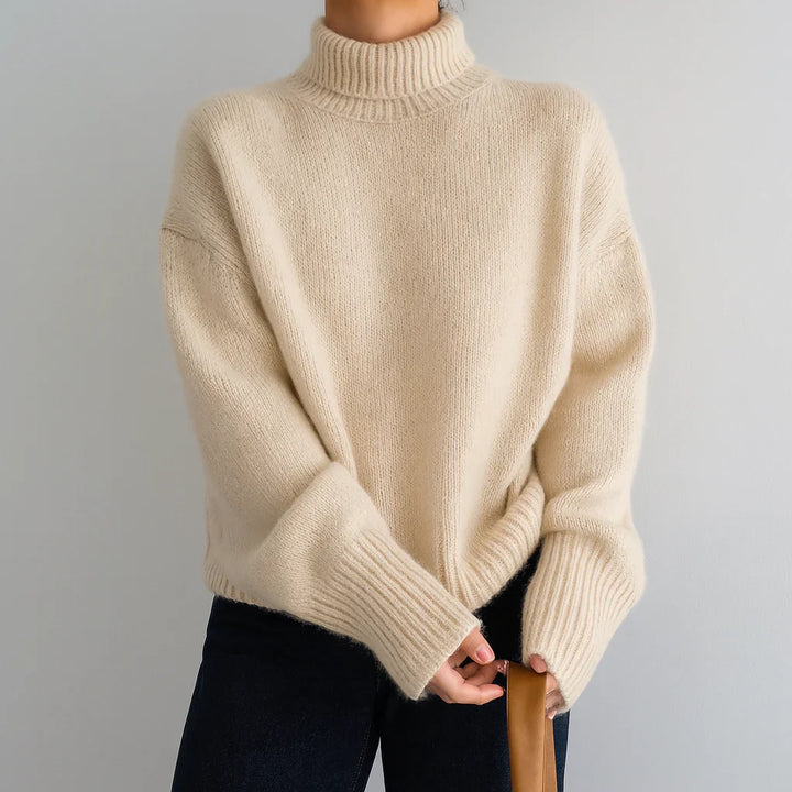 Dam Cashmere Turtleneck-tröja i Stickad Design med Värmande Material | Mirla
