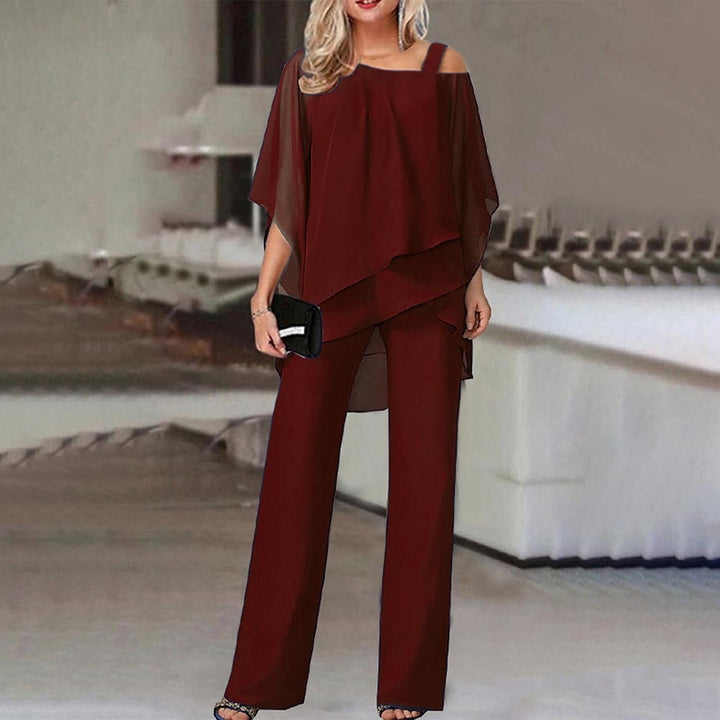 Dam Co-Ord Set – En axel – Löst sittande – Blus och byxor – Tvådelat set