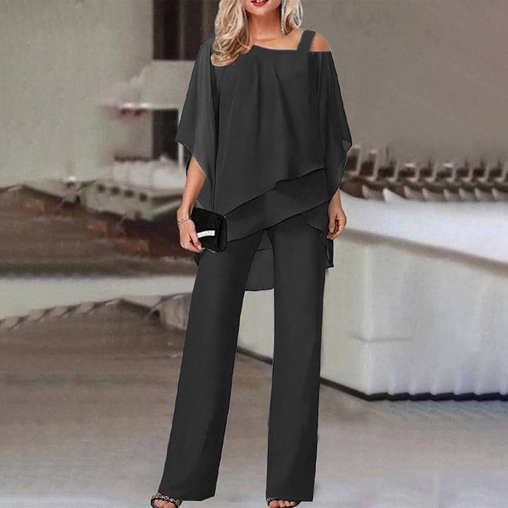 Dam Co-Ord Set – En axel – Löst sittande – Blus och byxor – Tvådelat set