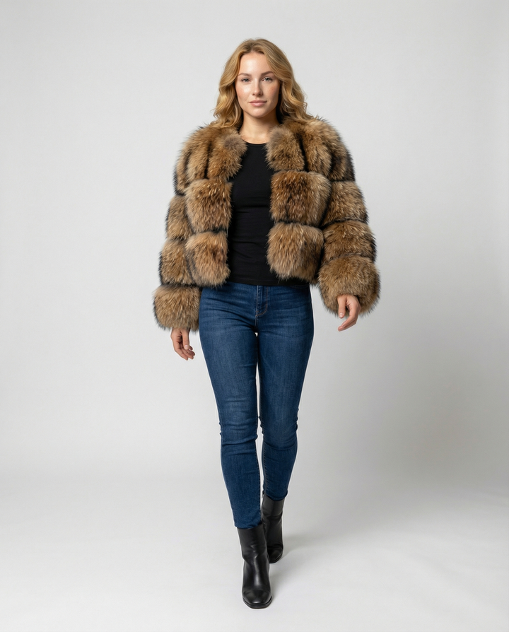 Dam Fuskpälsjacka med Kort & Fluffig Design | Mirla