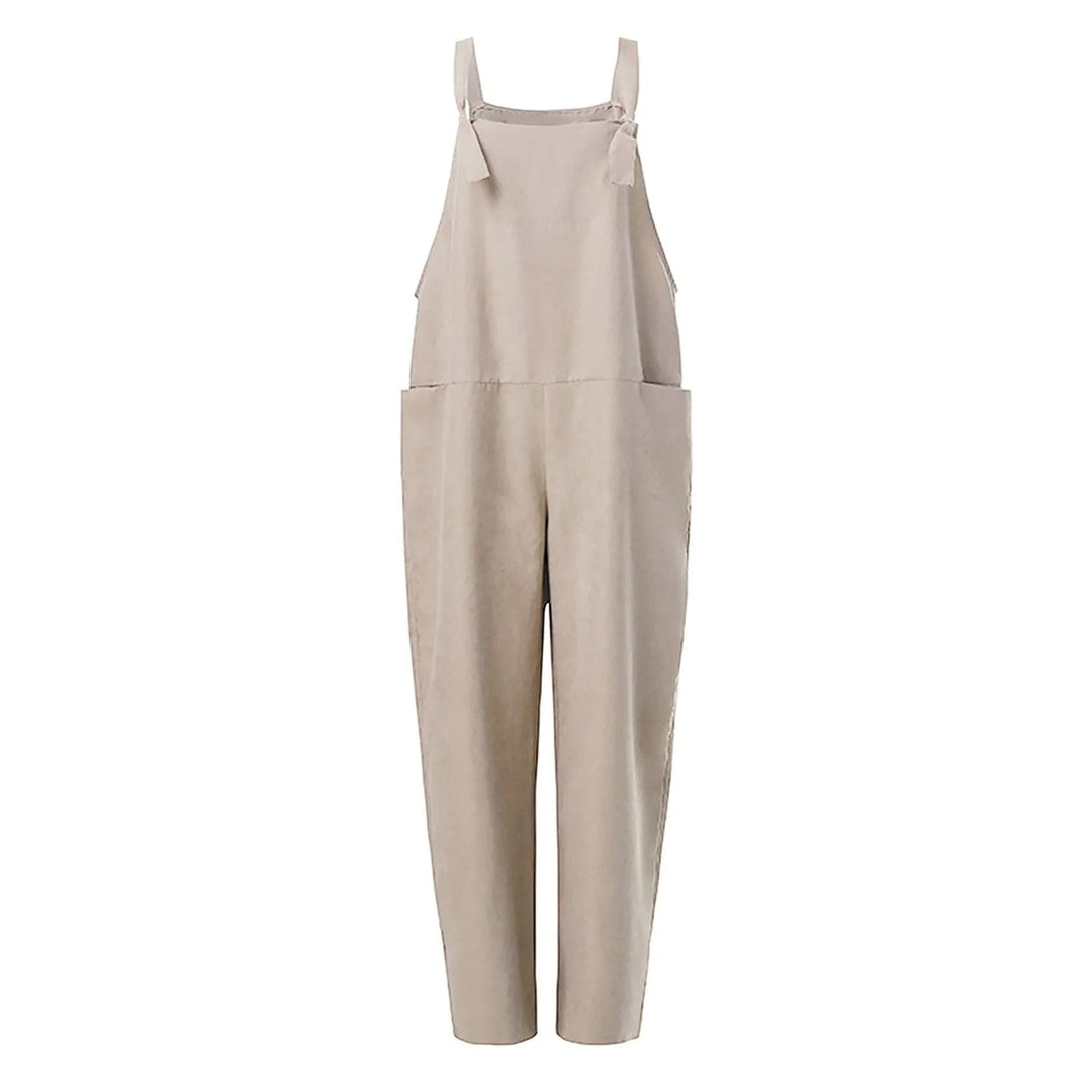 Dam Linne Dungarees med ärmlös Design & Löst Sittande Passform | Mirla