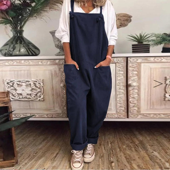 Dam Linne Dungarees med ärmlös Design & Löst Sittande Passform | Mirla