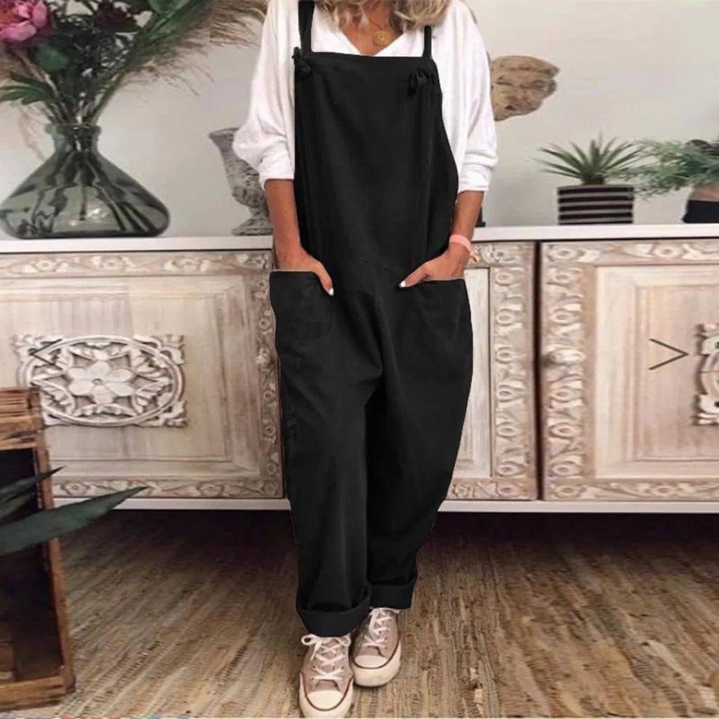 Dam Linne Dungarees med ärmlös Design & Löst Sittande Passform | Mirla