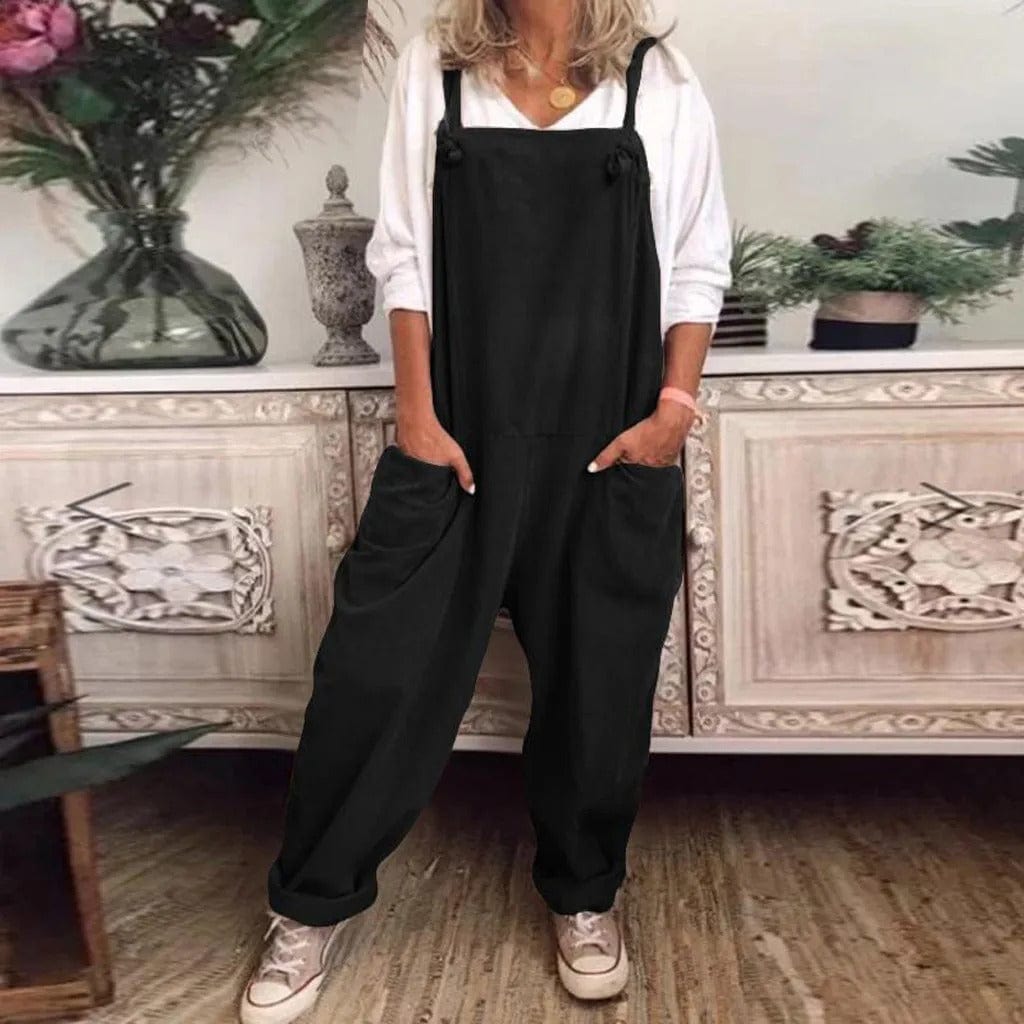 Dam Linne Dungarees med ärmlös Design & Löst Sittande Passform | Mirla