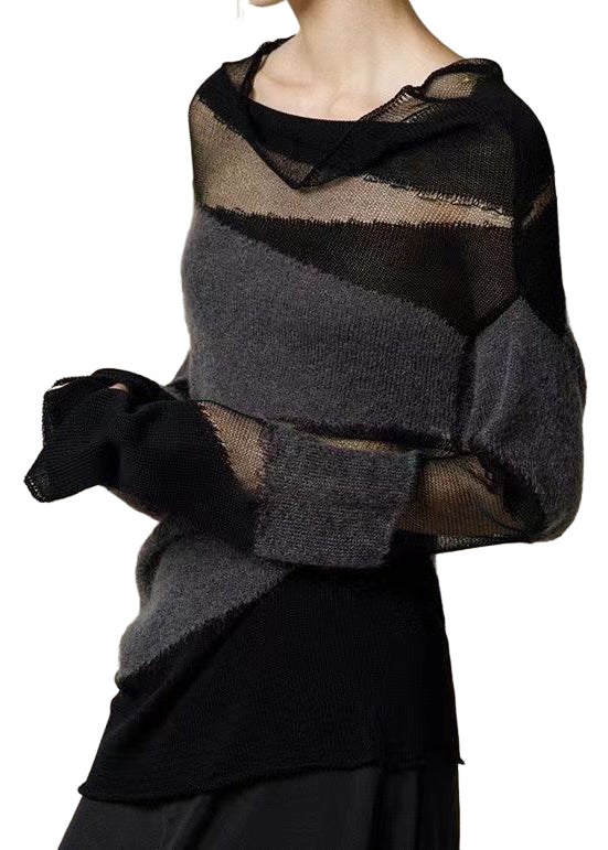 Dam Turtleneck Topp med Elegant Tyll Patchwork