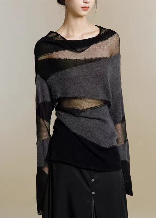 Dam Turtleneck Topp med Elegant Tyll Patchwork