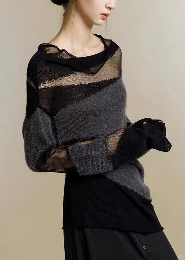 Dam Turtleneck Topp med Elegant Tyll Patchwork