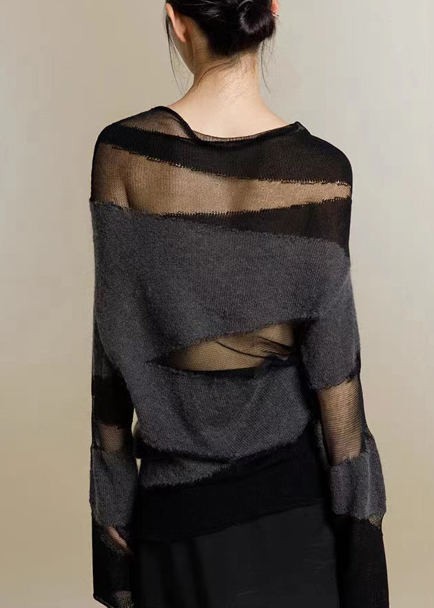 Dam Turtleneck Topp med Elegant Tyll Patchwork