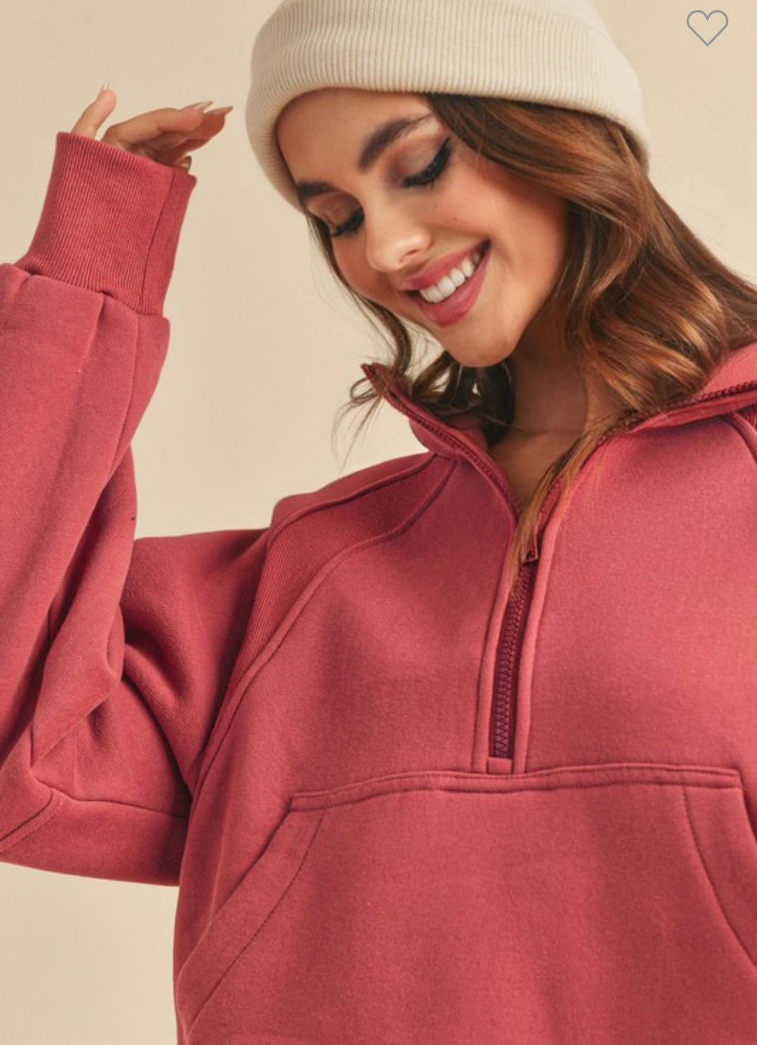 Dam Funnel Neck Halvdraget Topp Mjuk