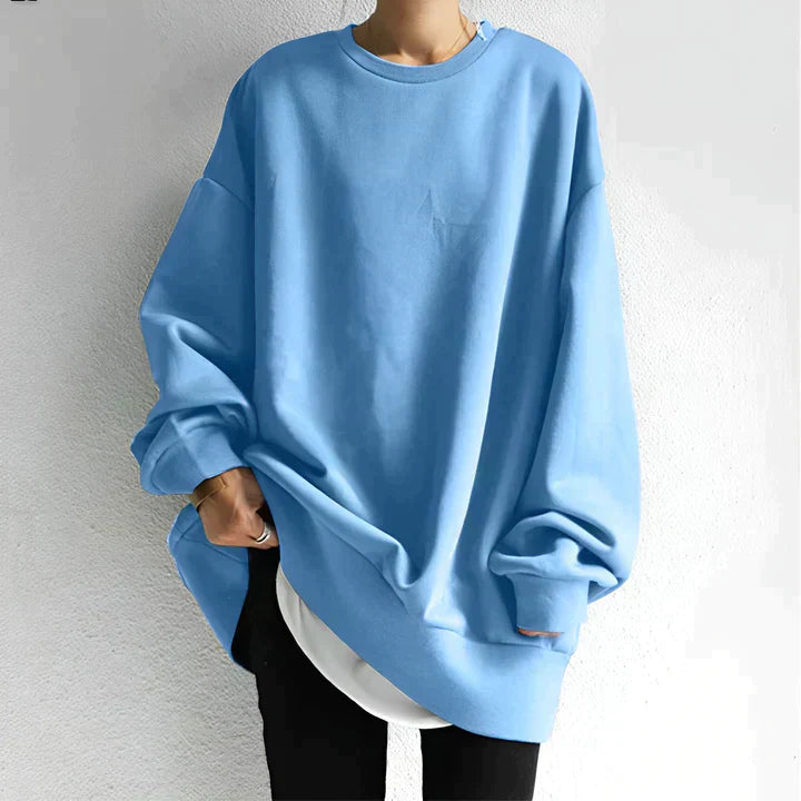 Dam Oversized Tröja i Mjuk Textil, Flera Färger