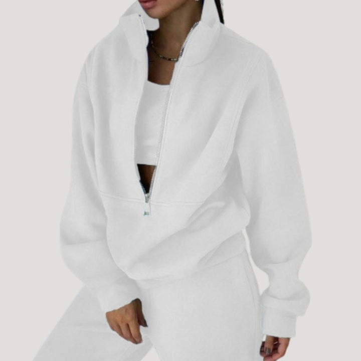 Dam fleece halv zip vinterset för kalla dagar mjuk passform