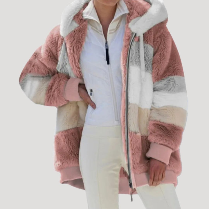 Dam jackor fluffig vadderad med huva varm stilren