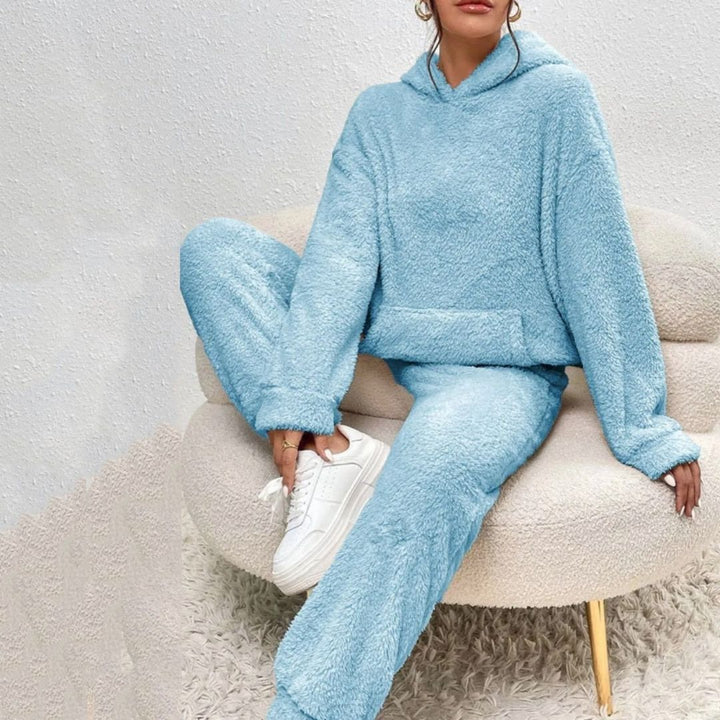 Dam fleece mjukisset tröja och byxor mysdress