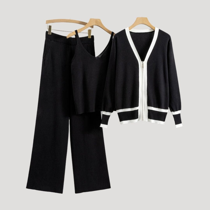 Dam matchande set sommar tre delat vida byxor cardigan
