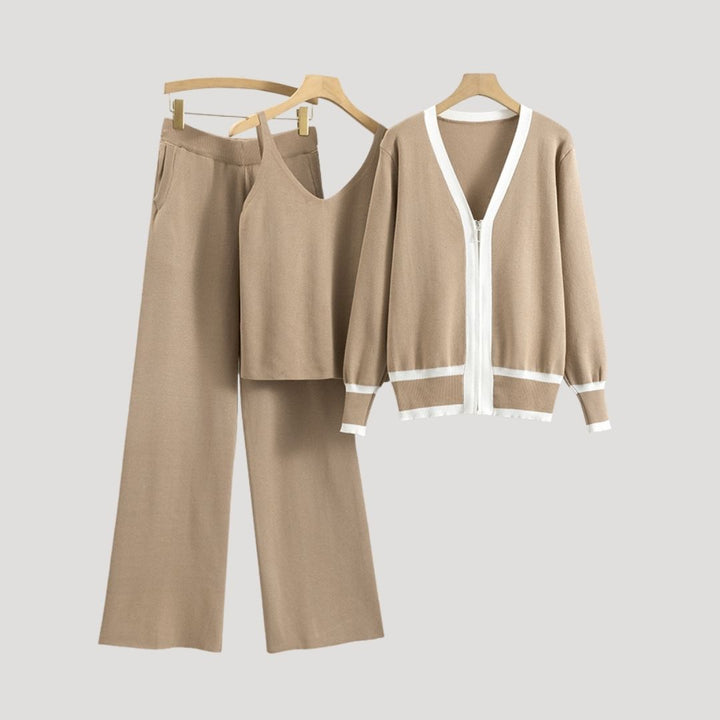 Dam matchande set sommar tre delat vida byxor cardigan