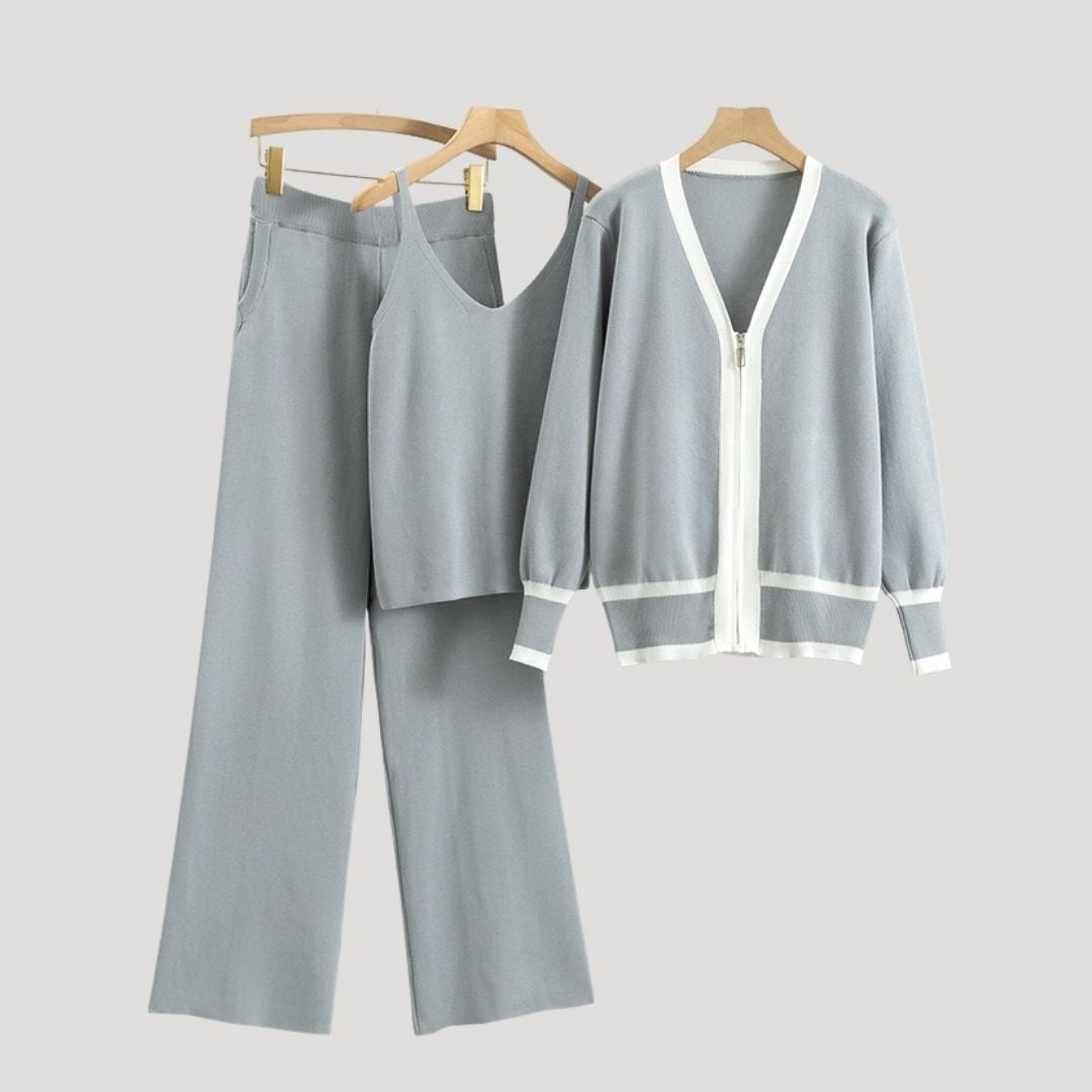 Dam matchande set sommar tre delat vida byxor cardigan
