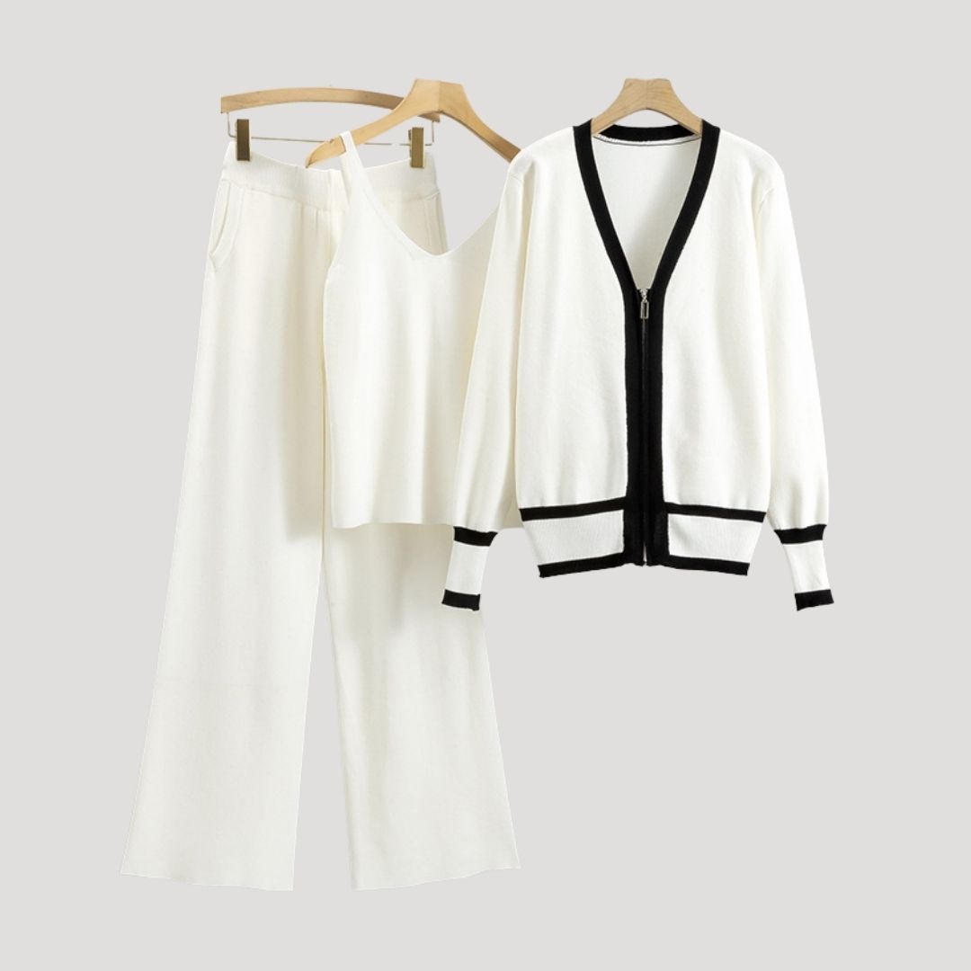 Dam matchande set sommar tre delat vida byxor cardigan
