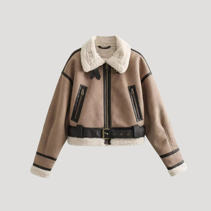 Dam teddy jacket fodrad vinterjacka i konstläder för kalla dagar
