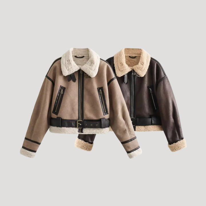 Dam teddy jacket fodrad vinterjacka i konstläder för kalla dagar