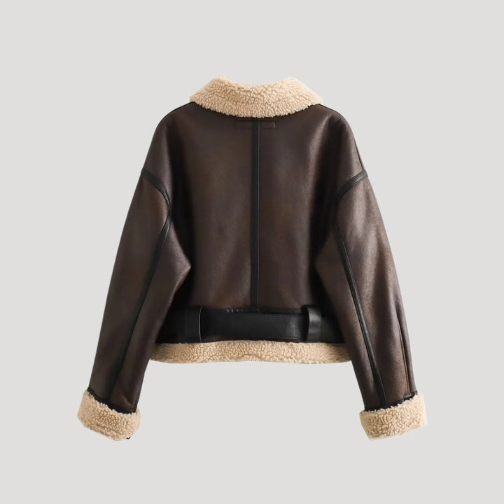 Dam teddy jacket fodrad vinterjacka i konstläder för kalla dagar