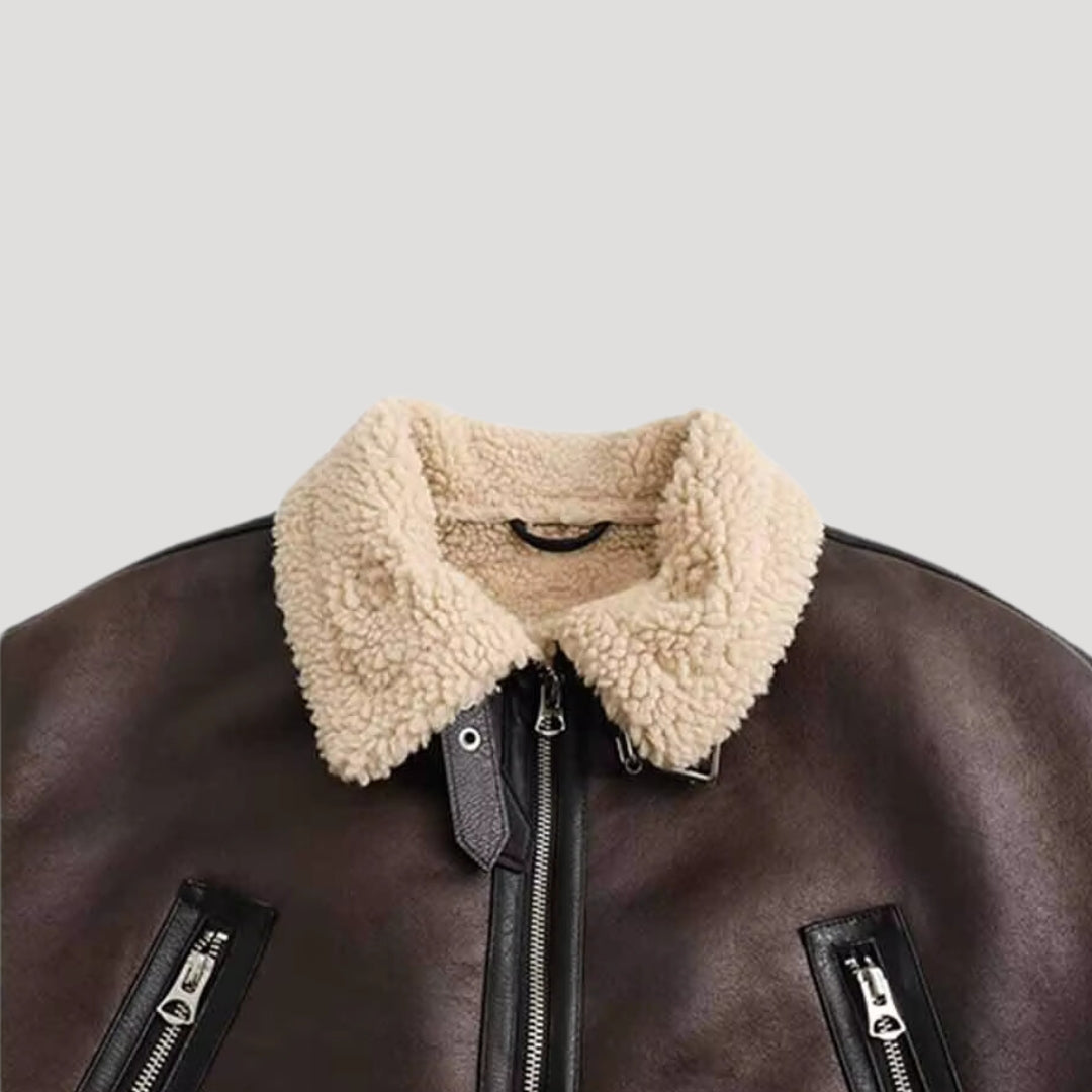 Dam teddy jacket fodrad vinterjacka i konstläder för kalla dagar