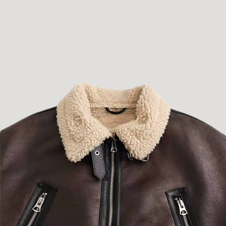 Dam teddy jacket fodrad vinterjacka i konstläder för kalla dagar
