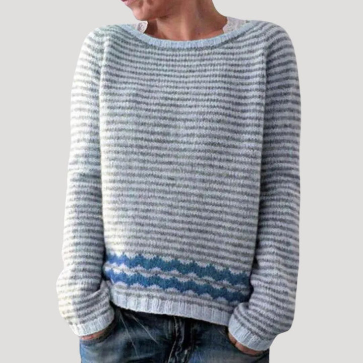 Dam fina jumprar stickad randig chunky vintertröja oversized